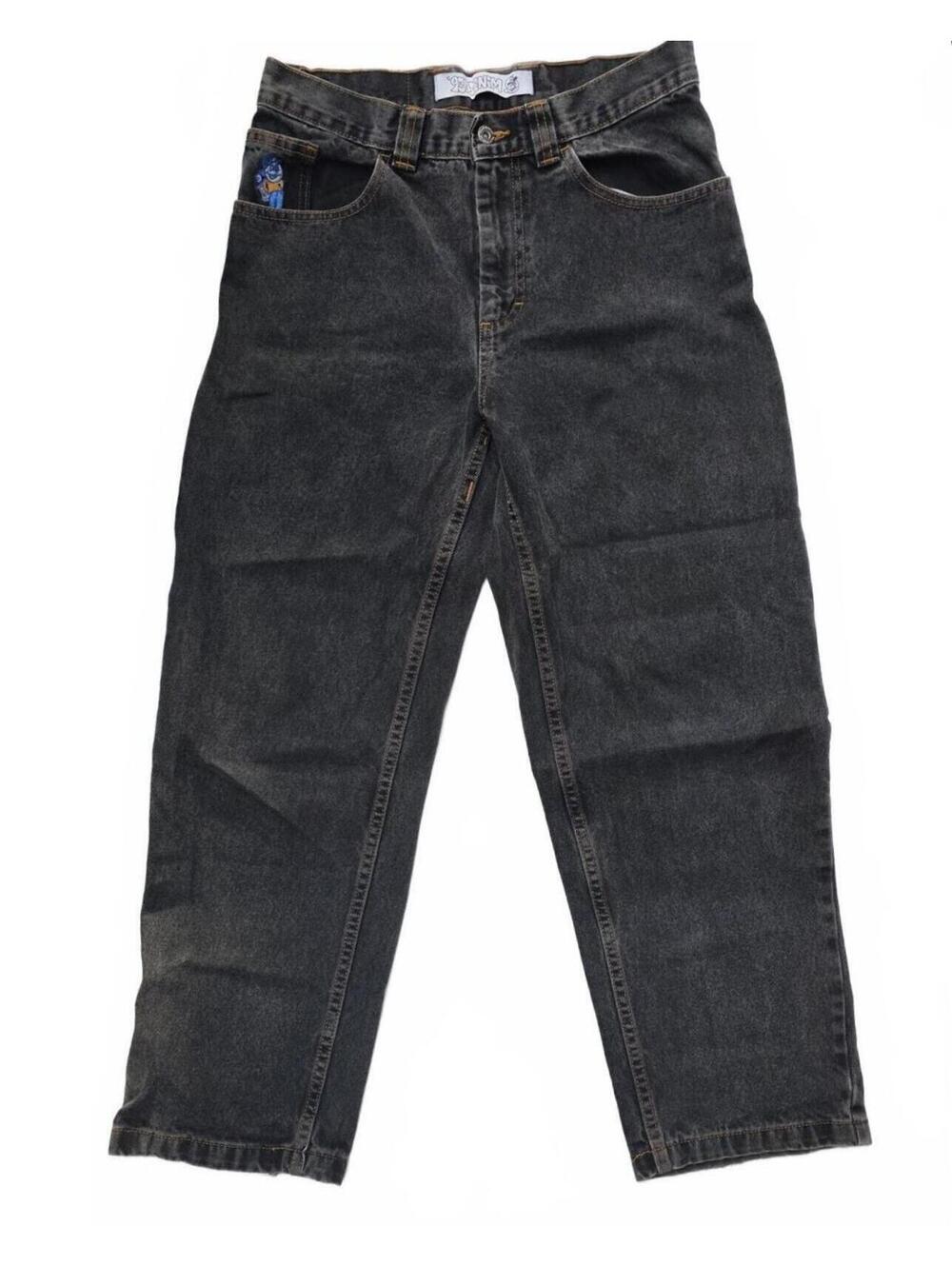 Polar Skate 93!  Black Jeans 100 % Cotton Straight Leg orange stitching  30/27.5